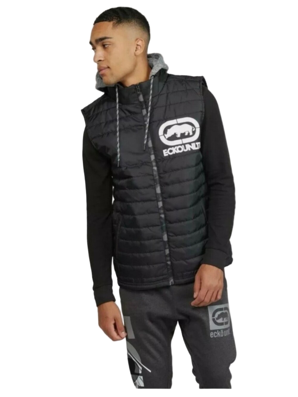 Ecko Unltd. Puffer Hooded Vest Size Large